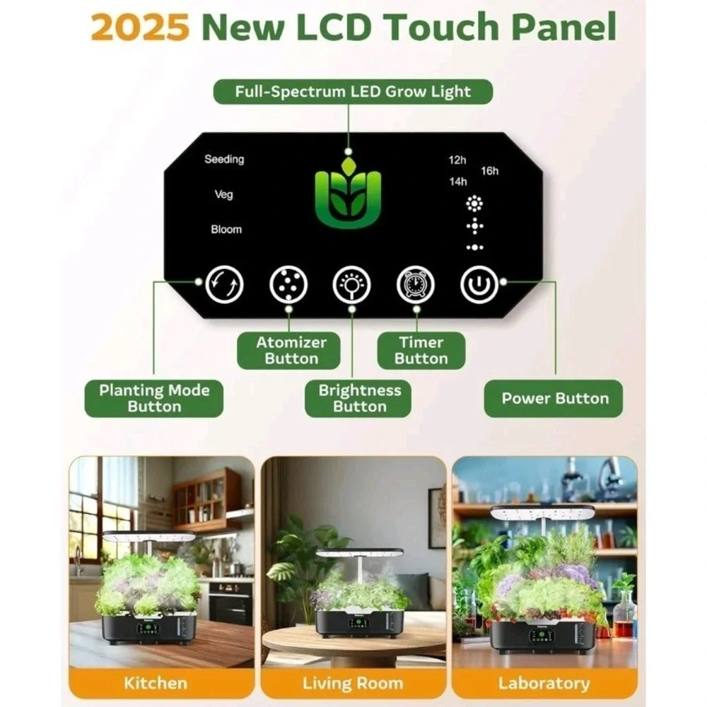 Misting Hydroponic Growing System Kit 15-Pods Indoor Smart Herb Garden Planter w